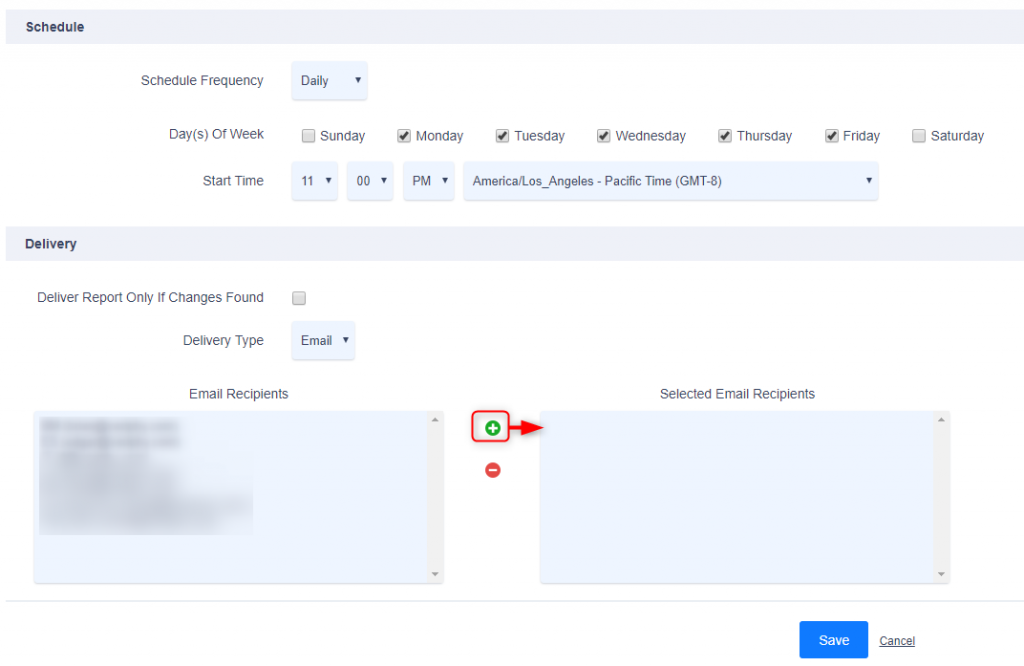 Comparison Schedule Setup 2